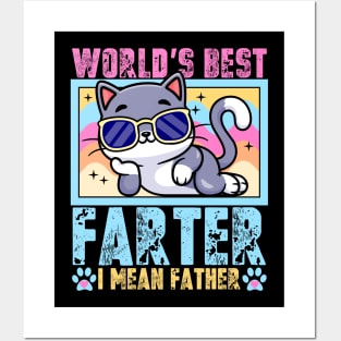 Worlds Best Farter I Mean Father Best Dad Ever Cool Cat Mens Posters and Art